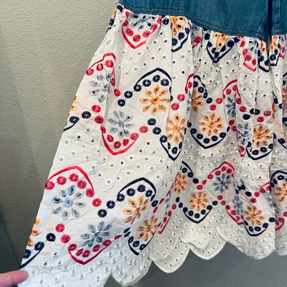 Medium Was Flat Front Hippie Jeans White Eyelet Embroidered Big Bell Bottoms 10 - Picture 4 of 8